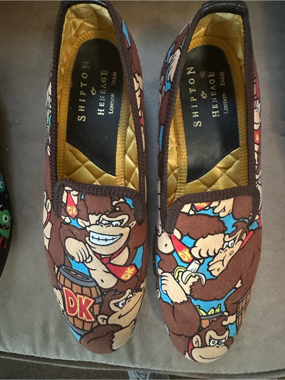 Shipton & Heneage Brown Donkey Kong Print Slip-On loafers , London England